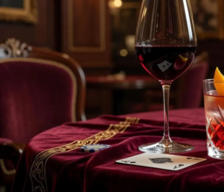 Magyar borok és signature koktélok egy elegáns kaszinói bárpulton